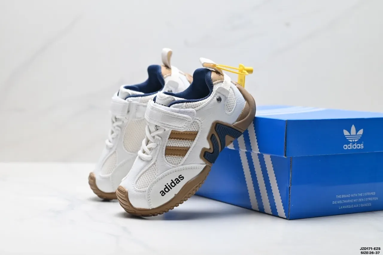 Adidas Kids White Pink Gray Velcro Strap Sneakers 8