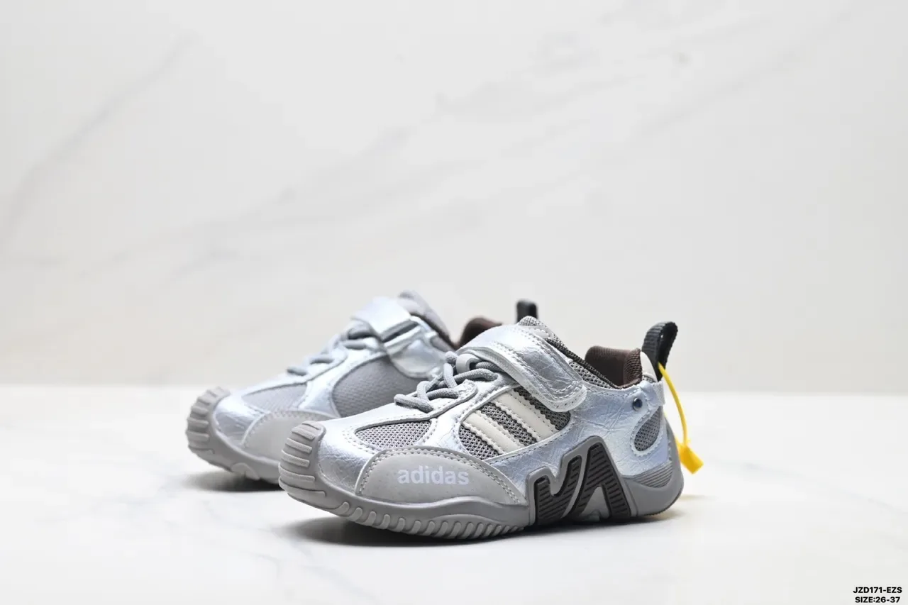 Adidas Kids White Pink Gray Velcro Strap Sneakers 11