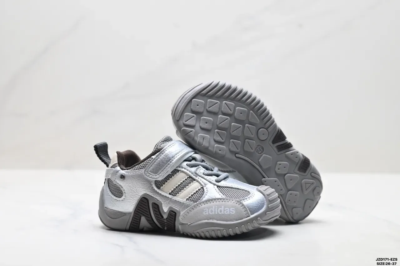 Adidas Kids White Pink Gray Velcro Strap Sneakers 12