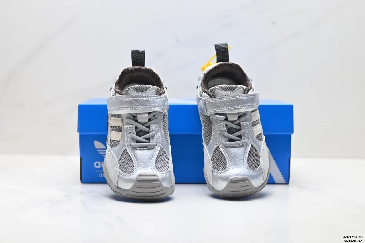 Adidas Kids White Pink Gray Velcro Strap Sneakers 17