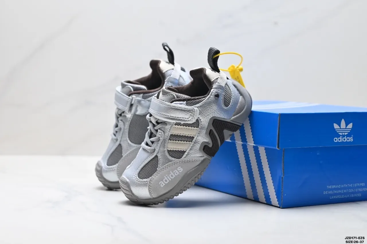 Adidas Kids White Pink Gray Velcro Strap Sneakers 19
