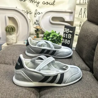 Adidas Mary Jane Shoes Gray Black Laceless Strap-Closure Sneakers