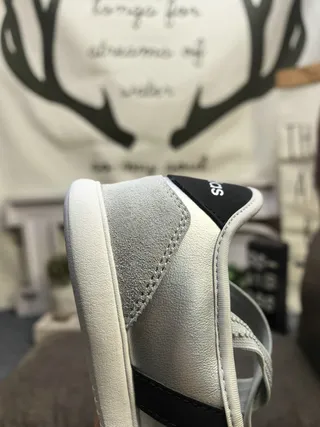 Adidas Mary Jane Shoes Gray Black Laceless Strap-Closure Sneakers 3