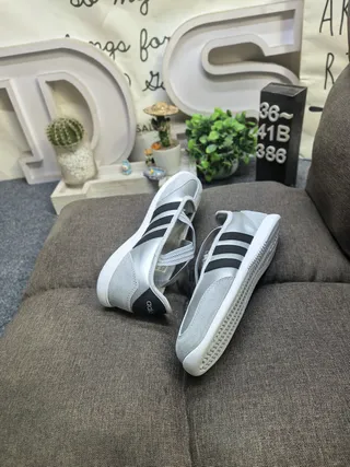 Adidas Mary Jane Shoes Gray Black Laceless Strap-Closure Sneakers 6