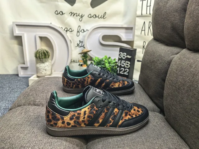 Adidas Multicolor Black Leopard-Print Upper Three-Stripe Overlays Lifestyle Sneakers 1