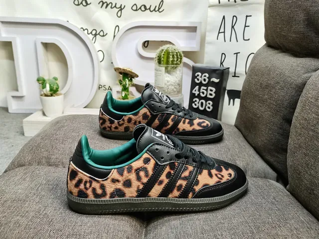 Adidas Multicolor Black Leopard-Print Upper Three-Stripe Side Panels Lifestyle Sneakers 1
