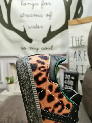 Adidas Multicolor Black Leopard-Print Upper Three-Stripe Side Panels Lifestyle Sneakers 3