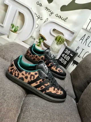 Adidas Multicolor Black Leopard-Print Upper Three-Stripe Side Panels Lifestyle Sneakers 9