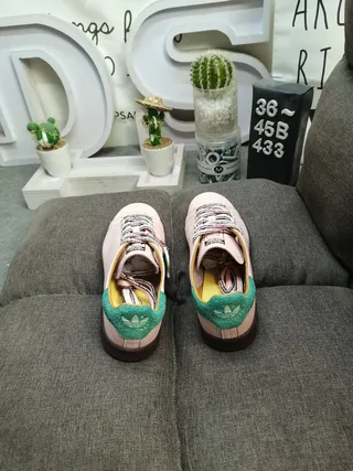 Adidas Pink Green Low-Top Perforated Toebox Lifestyle Sneakers 8