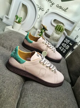 Adidas Pink Green Low-Top Perforated Toebox Lifestyle Sneakers 9