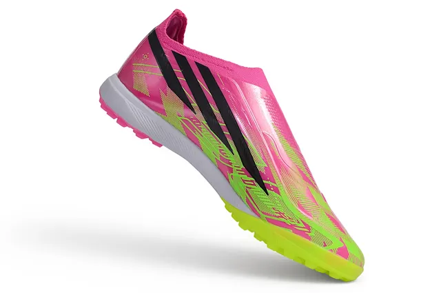Adidas وردي أخضر ربطة عنق من النوع الجورب تغطية الإطار الصناعي عشب أحذية كرة القدم 11