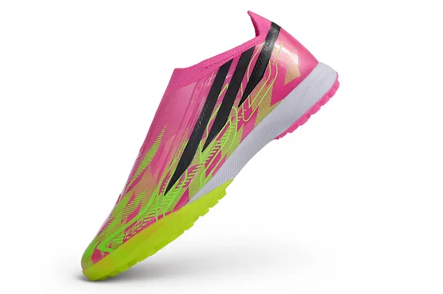 Adidas وردي أخضر ربطة عنق من النوع الجورب تغطية الإطار الصناعي عشب أحذية كرة القدم 12