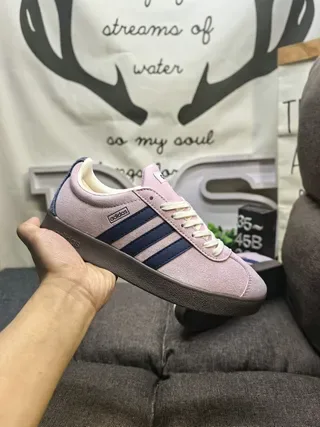 Adidas Pink Navy Suede Upper Three Stripes Lifestyle Sneakers 5