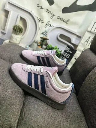 Adidas Pink Navy Suede Upper Three Stripes Lifestyle Sneakers 7