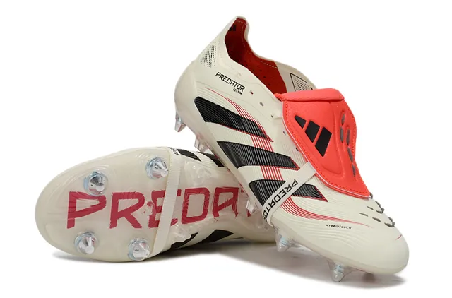 Adidas Predator Beige Black Low-Cut Molded Upper Ribbed Forefoot Cage Firm-Ground Soccer Shoes 4