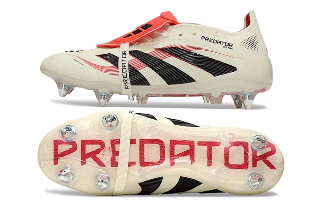 Adidas Predator Beige Black Low-Cut Molded Upper Ribbed Forefoot Cage Firm-Ground Soccer Shoes 6