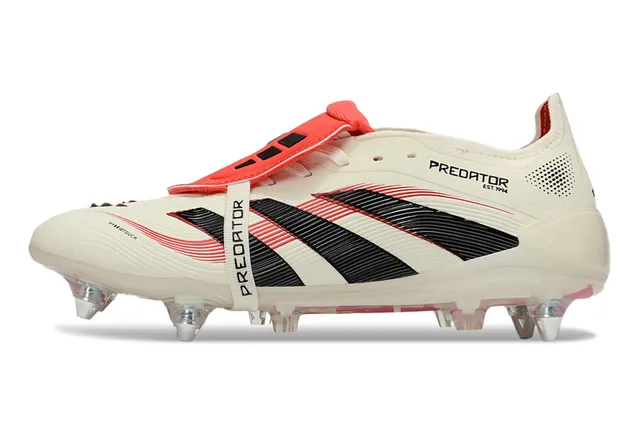 Adidas Predator Beige Black Low-Cut Molded Upper Ribbed Forefoot Cage Firm-Ground Soccer Shoes 7