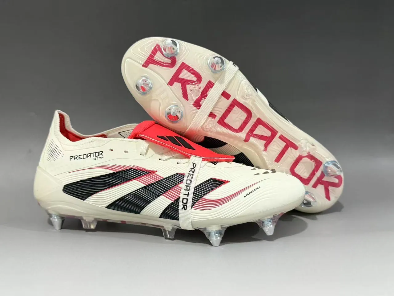 Adidas Predator Beige Black Low-Cut Molded Upper Ribbed Forefoot Cage Firm-Ground Soccer Shoes 8
