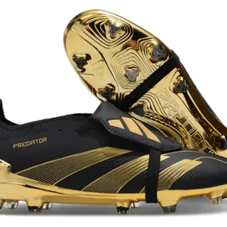 Adidas Predator Black and Metallic Gold Firm-Ground Soccer Shoes