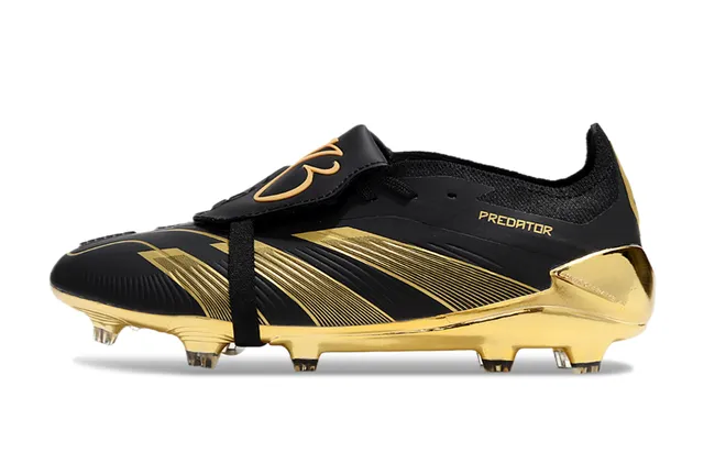 Adidas Predator Black and Metallic Gold Firm-Ground Soccer Shoes 6