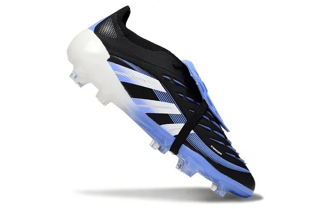 Adidas Predator Black Blue Laceless Strap Closure Gradient Outsole Firm-Ground Soccer Shoes 2