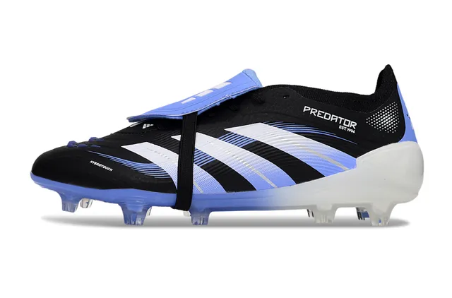 Adidas Predator Black Blue Laceless Strap Closure Gradient Outsole Firm-Ground Soccer Shoes 7