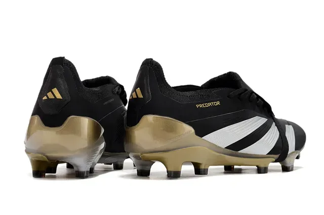 Adidas Predator Black Gold Low-Cut Molded FG Studs Sapatos de Futebol Terra Firme 5