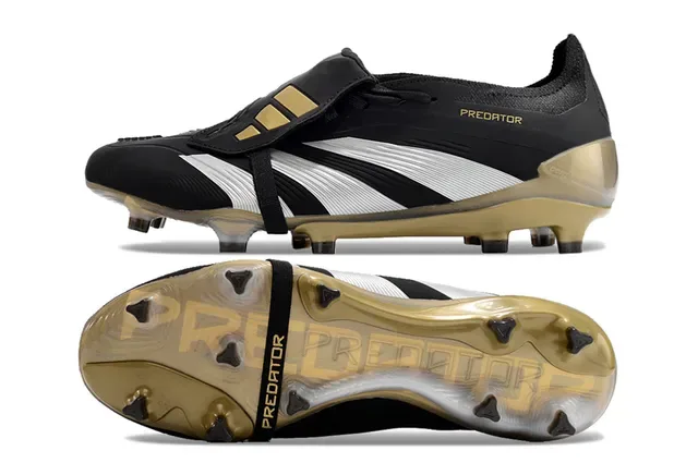 Adidas Predator Black Gold Low-Cut Molded FG Studs Sapatos de Futebol Terra Firme 6