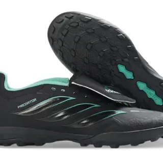 Adidas Predator Black Green Low-Cut Synthetic Upper Molded Studs Turf Soccer Shoes