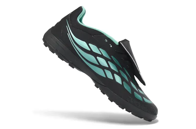 Adidas Predator Preto Verde Low-Cut Sintético Superior Studs Moldados Turf Sapatos de Futebol 11
