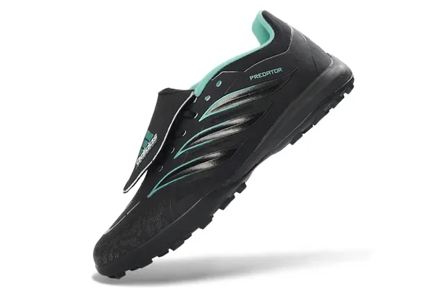 Adidas Predator Preto Verde Low-Cut Sintético Superior Studs Moldados Turf Sapatos de Futebol 12