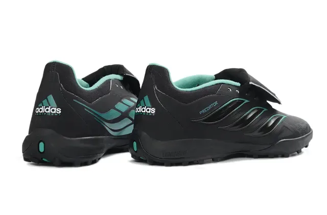 Adidas Predator Preto Verde Low-Cut Sintético Superior Studs Moldados Turf Sapatos de Futebol 15