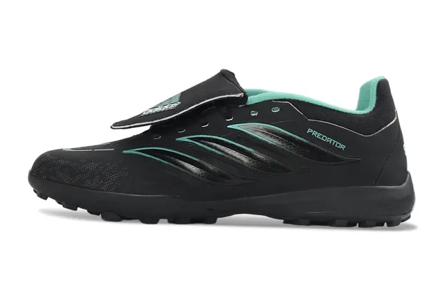 Adidas Predator Preto Verde Low-Cut Sintético Superior Studs Moldados Turf Sapatos de Futebol 17