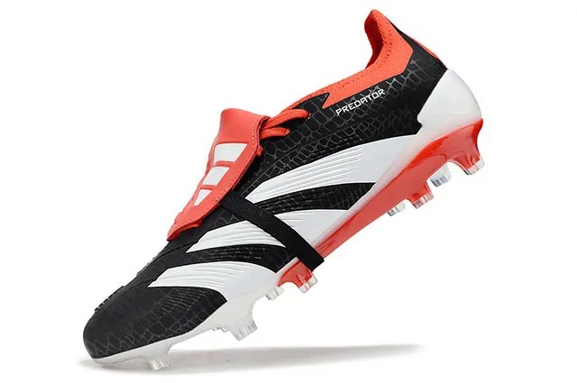 Adidas Predator Black Orange Laceless Strap Closure Textured Scale-Pattern Upper Firm-Ground Soccer Shoes 3