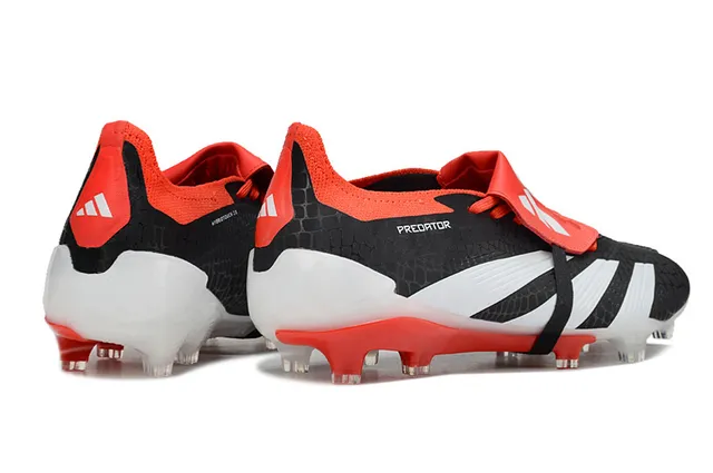 Adidas Predator Black Orange Laceless Strap Closure Textured Scale-Pattern Upper Firm-Ground Soccer Shoes 5