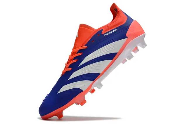 Adidas Predator Blue Orange Low-Cut Sock-Fit Upper Asymmetrical Lace Cover Firm-Ground Soccer Shoes 2