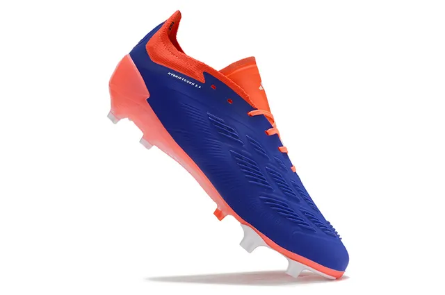 Adidas Predator Blue Orange Low-Cut Sock-Fit Upper Asymmetrical Lace Cover Firm-Ground Soccer Shoes 3