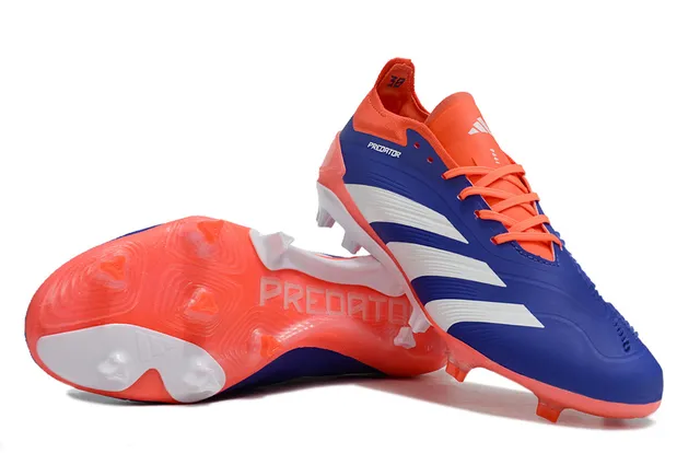 Adidas Predator Blue Orange Low-Cut Sock-Fit Upper Asymmetrical Lace Cover Firm-Ground Soccer Shoes 4
