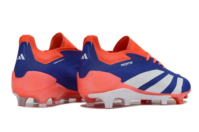 Adidas Predator Blue Orange Low-Cut Sock-Fit Upper Asymmetrical Lace Cover Firm-Ground Soccer Shoes 5