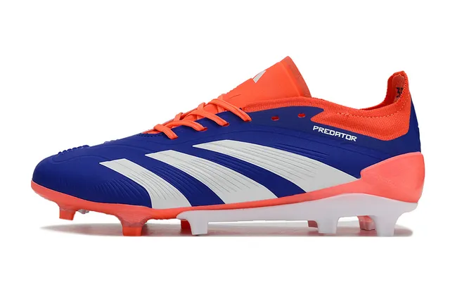 Adidas Predator Blue Orange Low-Cut Sock-Fit Upper Asymmetrical Lace Cover Firm-Ground Soccer Shoes 6