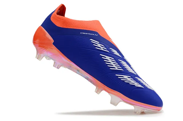 Adidas Predator Blue Orange Sock-Fit Collar Asymmetric Lacing Firm-Ground Soccer Shoes 2