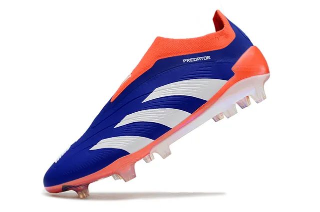 Adidas Predator Blue Orange Sock-Fit Collar Asymmetric Lacing Firm-Ground Soccer Shoes 3