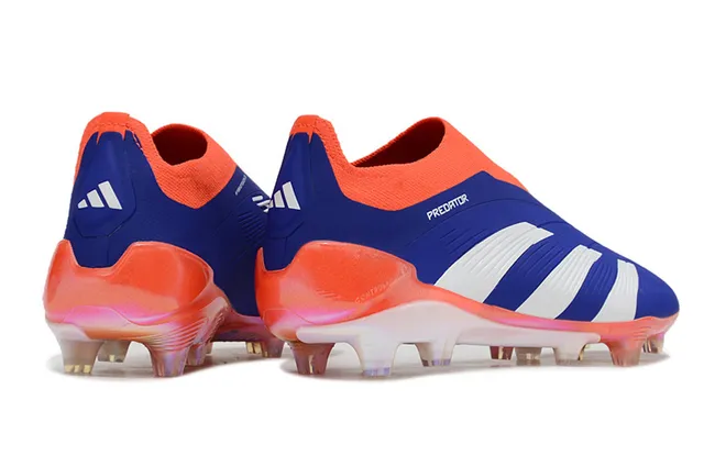 Adidas Predator Blue Orange Sock-Fit Collar Asymmetric Lacing Firm-Ground Soccer Shoes 5