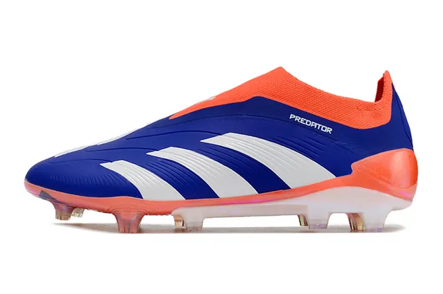 Adidas Predator Blue Orange Sock-Fit Collar Asymmetric Lacing Firm-Ground Soccer Shoes 7