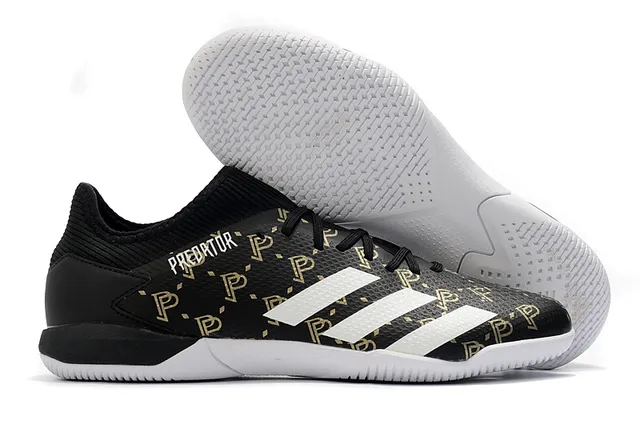 Adidas Predator أخضر أسود الجزء العلوي المثقب من التريكو قاعدة مطاطية أحذية كرة القدم الداخلية 5