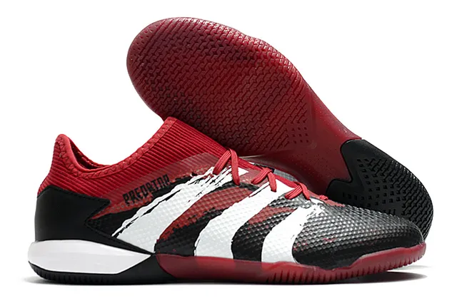 Adidas Predator أخضر أسود الجزء العلوي المثقب من التريكو قاعدة مطاطية أحذية كرة القدم الداخلية 15