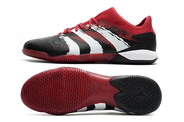 Adidas Predator أخضر أسود الجزء العلوي المثقب من التريكو قاعدة مطاطية أحذية كرة القدم الداخلية 16