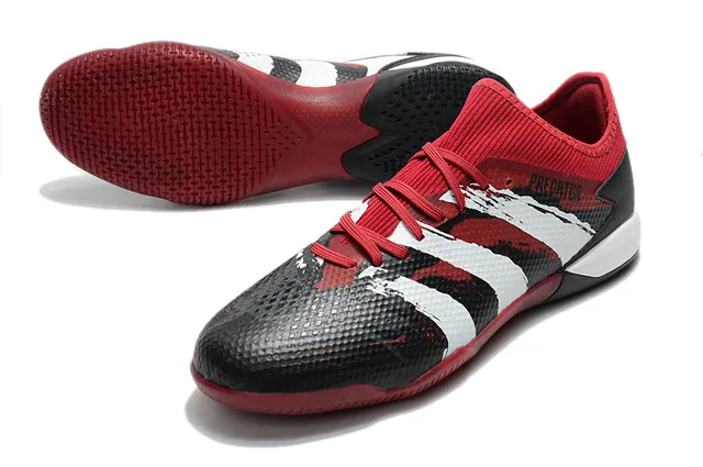 Adidas Predator أخضر أسود الجزء العلوي المثقب من التريكو قاعدة مطاطية أحذية كرة القدم الداخلية 20