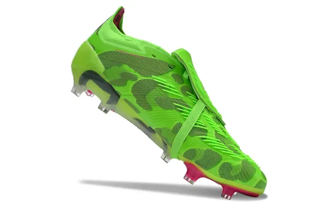 Adidas Predator Verde Rosa Sem Cadarço Fechamento de Alça Upper Sintético Neon Sapatos de Futebol Firm Ground 3