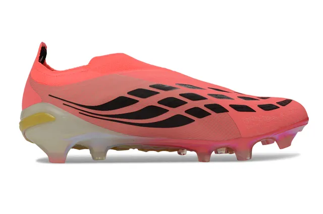 Adidas Predator Chuteira rosa laranja, upper sock-fit, sola iridescente translúcida, solo firme 7